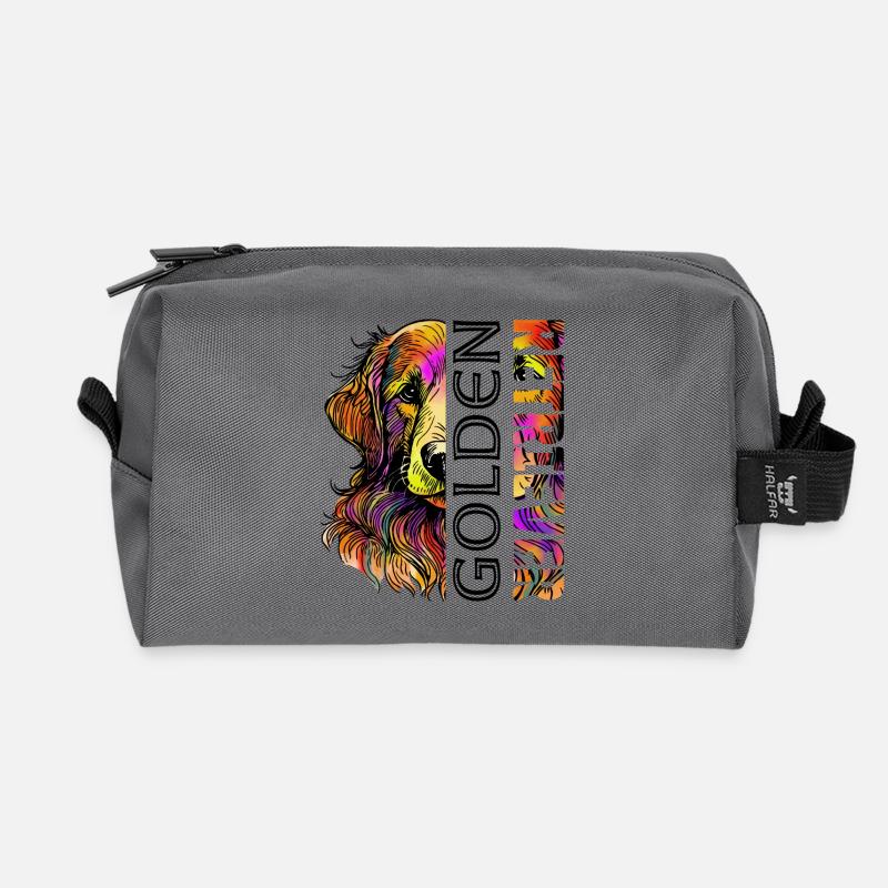 Golden Retriever - Recycelte Kulturtasche - Anthrazit