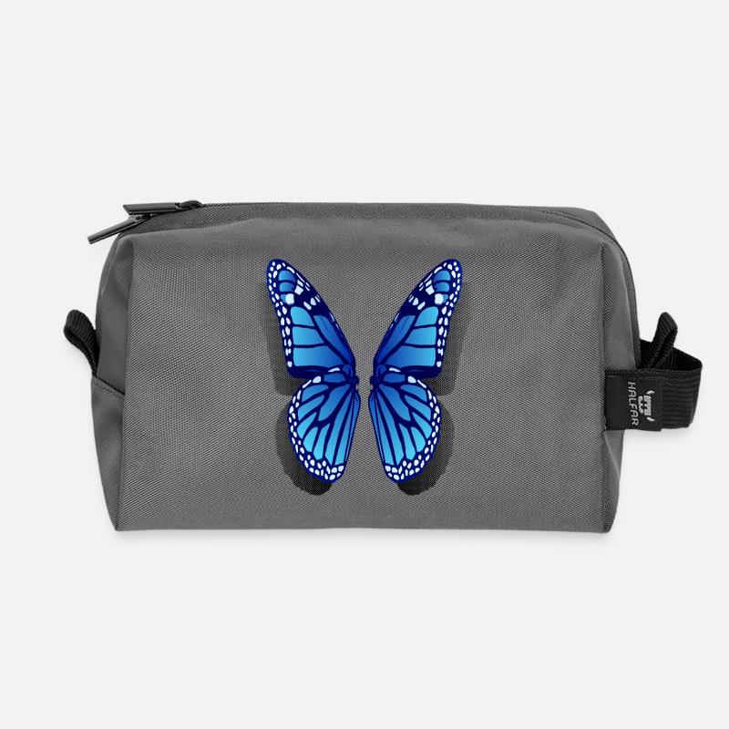 Monarc butterfly wings - Recycled Toiletry Zip Bag - anthracite