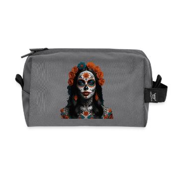 Crâne en sucre Floral Queen - Trousse de toilette en tissu recyclé - anthracite - Devant
