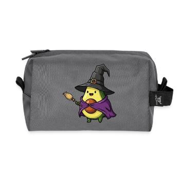 Funny Halloween Avocado Witch Witch Broom Cartoon - Recycled Toiletry Zip Bag - anthracite - Front