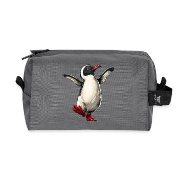 Cheerful Penguin :) - Recycled Toiletry Zip Bag - anthracite - Front