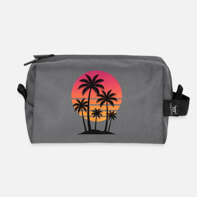 Palmen-Sonnenuntergang - Recycelte Kulturtasche - Anthrazit