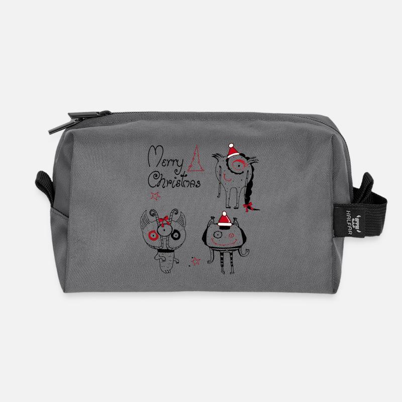 Weihnachtliche  Monster - Recycelte Kulturtasche - Anthrazit