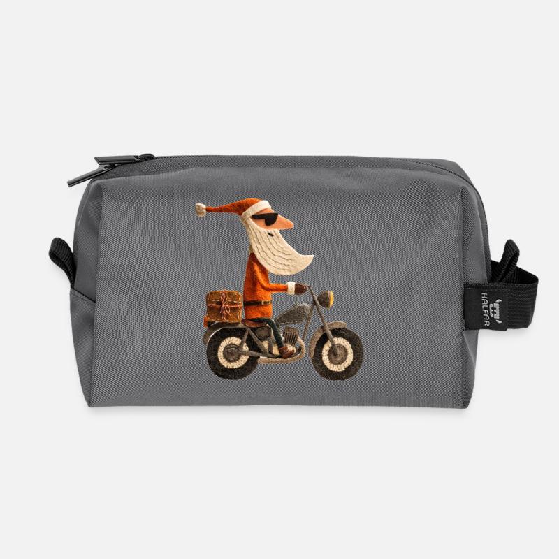 Weihnachtsmann auf Motorrad - Recycelte Kulturtasche - Anthrazit