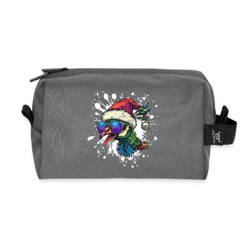 Paon oiseau Noël drôle - Trousse de toilette en tissu recyclé - anthracite - Devant