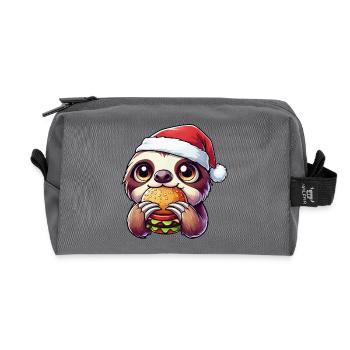 Fast-food au chapeau de Santa Burger Sloth mignon - Trousse de toilette en tissu recyclé - anthracite - Devant
