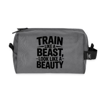 Entraînez-vous comme une bête, ressemblez à une beauté - Trousse de toilette en tissu recyclé - anthracite - Devant