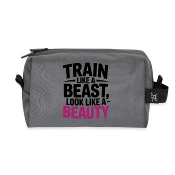 Entraînez-vous comme une bête, ressemblez à une beauté - Trousse de toilette en tissu recyclé - anthracite - Devant