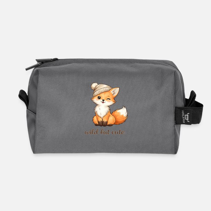 Cuddly fox with hat - Recycled Toiletry Zip Bag - anthracite