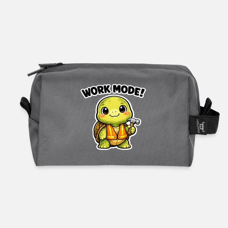 Working Mode Turtle Building Hero - Recycled Toiletry Zip Bag - anthracite