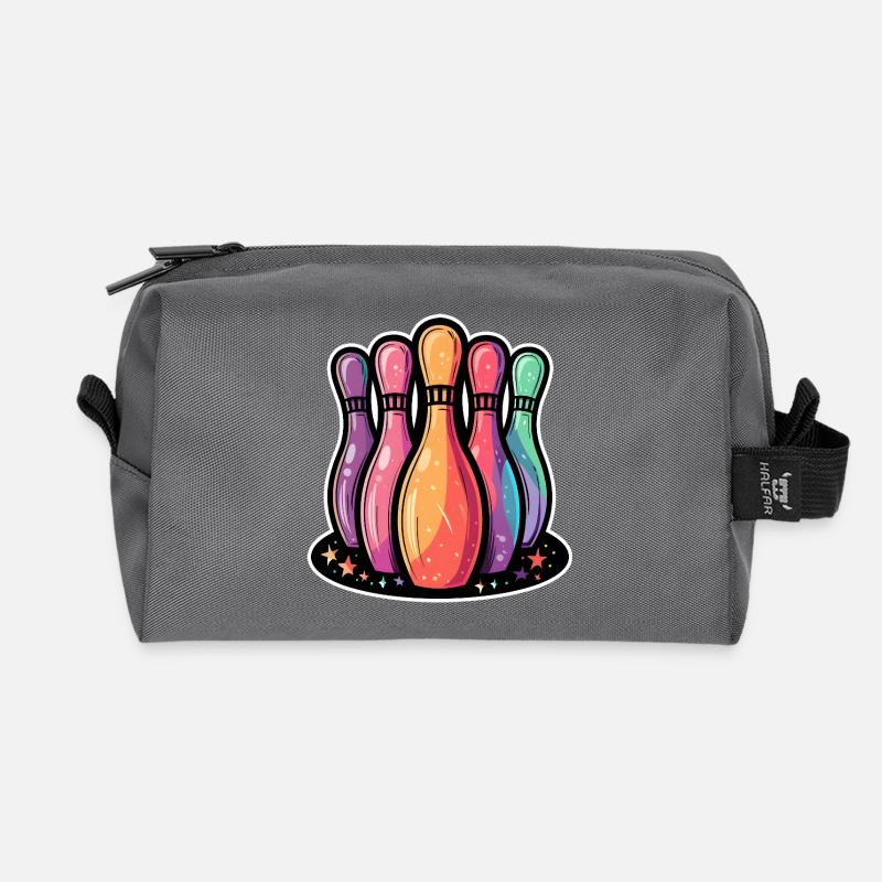 Lustige Bowling Pins - Recycelte Kulturtasche - Anthrazit