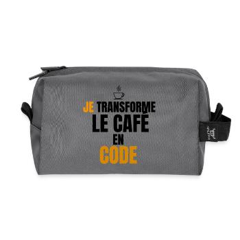 I turn the code into a coffee - Recycled Toiletry Zip Bag - anthracite - Front