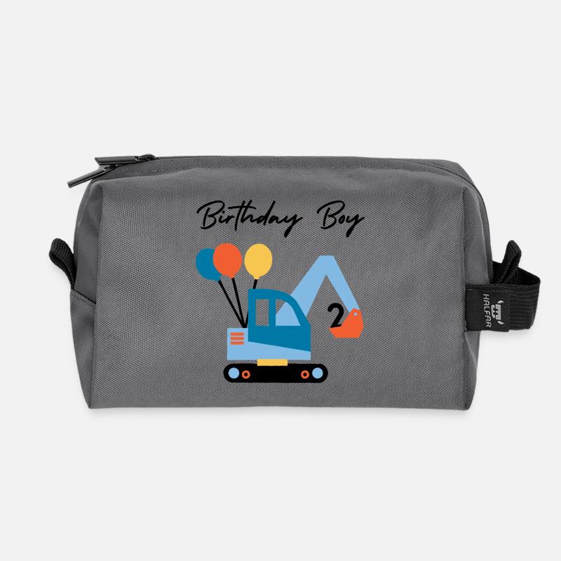 Excavator with balloons - Recycled Toiletry Zip Bag - anthracite
