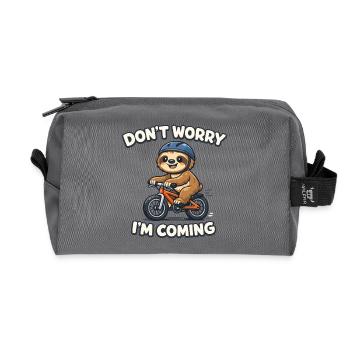 Sloth Bicycle Birthday Gift - Recycled Toiletry Zip Bag - anthracite - Front