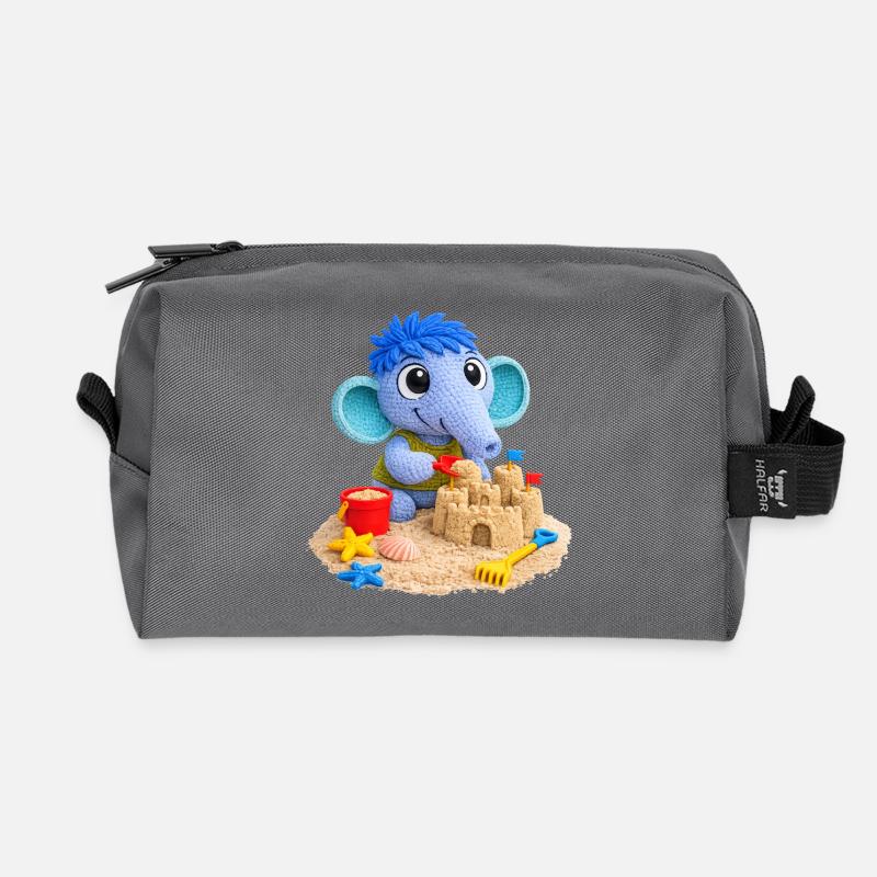 Leo Langnase am Strand - Recycelte Kulturtasche - Anthrazit