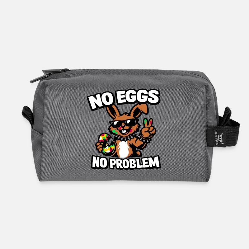 Funny Easter Bunny – No Eggs No Problem - Recycelte Kulturtasche - Anthrazit