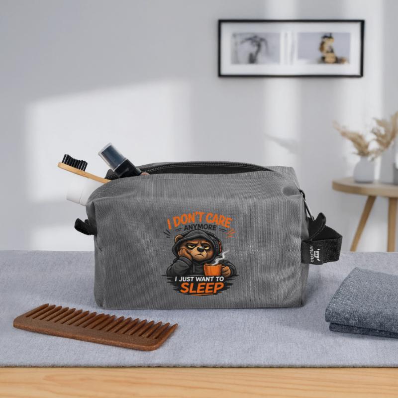 Grumpy Bear Sleep Tee Design Recycled Toiletry Zip Bag
