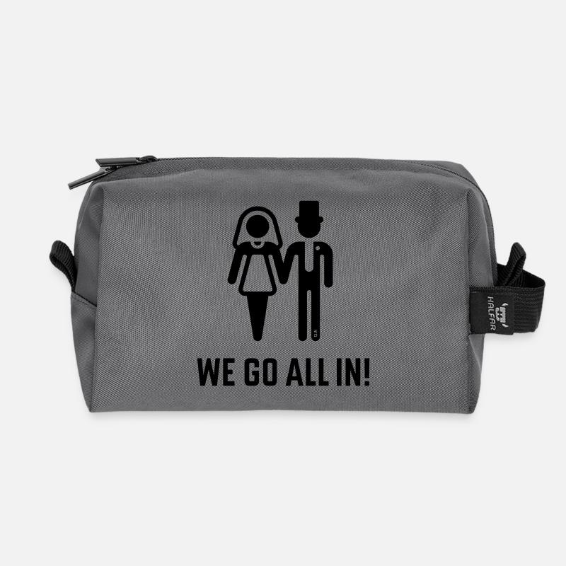 We Go All In! (Wedding Marriage Groom Bride / B) - Recycled Toiletry Zip Bag - anthracite