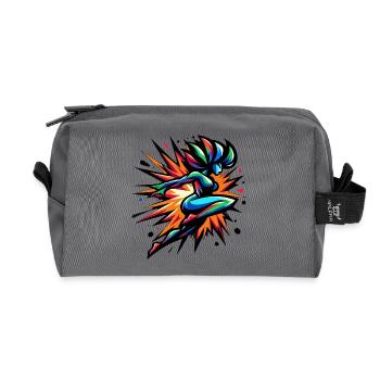 Bunter Neon-Sprinter - Recycelte Kulturtasche - Anthrazit - Vorne