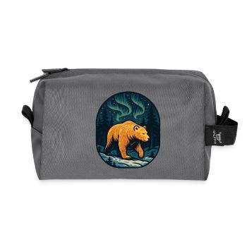 Northern Lights Bear in the Forest - Recycled Toiletry Zip Bag - anthracite - Front