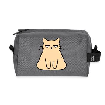 Grumpy Lounge Cat - Recycled Toiletry Zip Bag - anthracite - Front