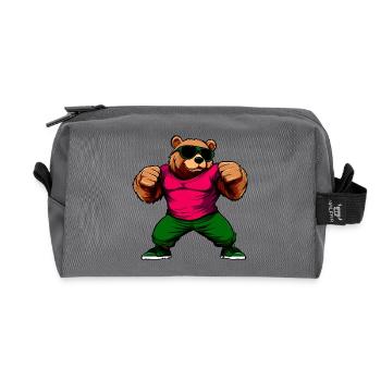 Bären Fitness - Recycelte Kulturtasche - Anthrazit - Vorne