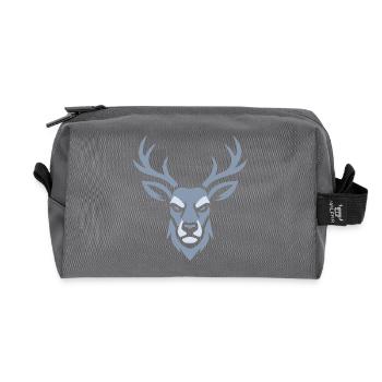 Blauer Hirschkopf  - Recycelte Kulturtasche - Anthrazit - Vorne