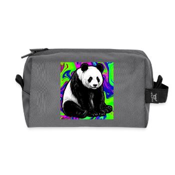 panda - Recycled Toiletry Zip Bag - anthracite - Front