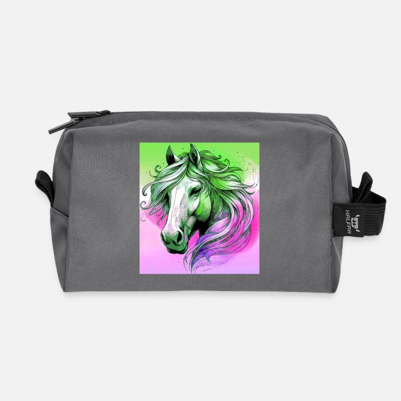Pferd - Recycelte Kulturtasche - Anthrazit