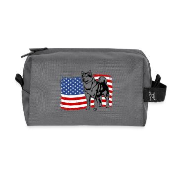 Alaskan Malamute US Amérique Drapeau Chiens Wilsigns - Trousse de toilette en tissu recyclé - anthracite - Devant