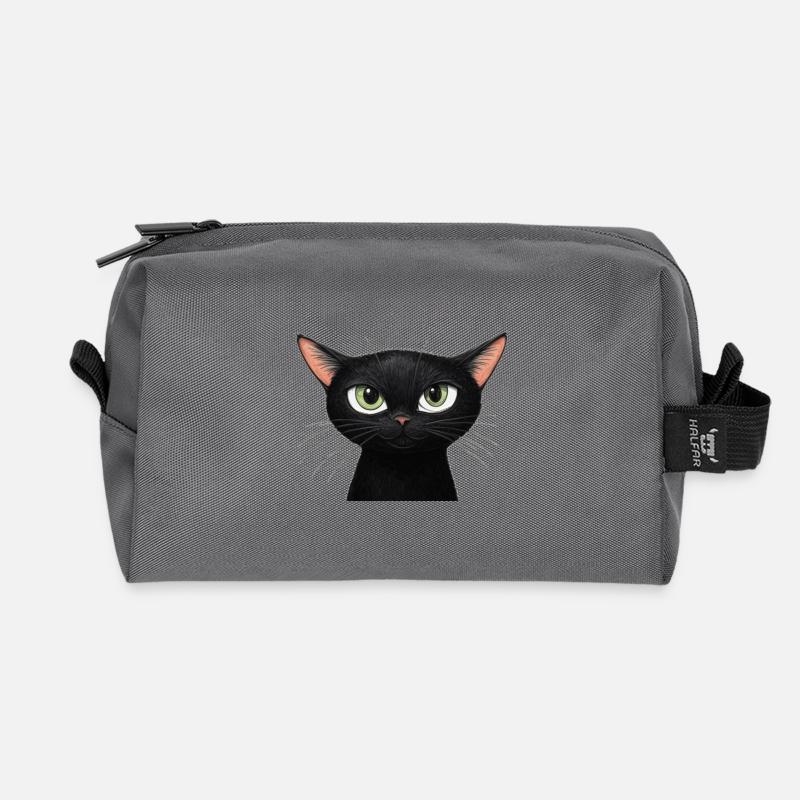 Schwarze Katze - Recycelte Kulturtasche - Anthrazit