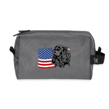 Allemand à poil long US Amérique drapeau chiens Wilsigns - Trousse de toilette en tissu recyclé - anthracite - Devant
