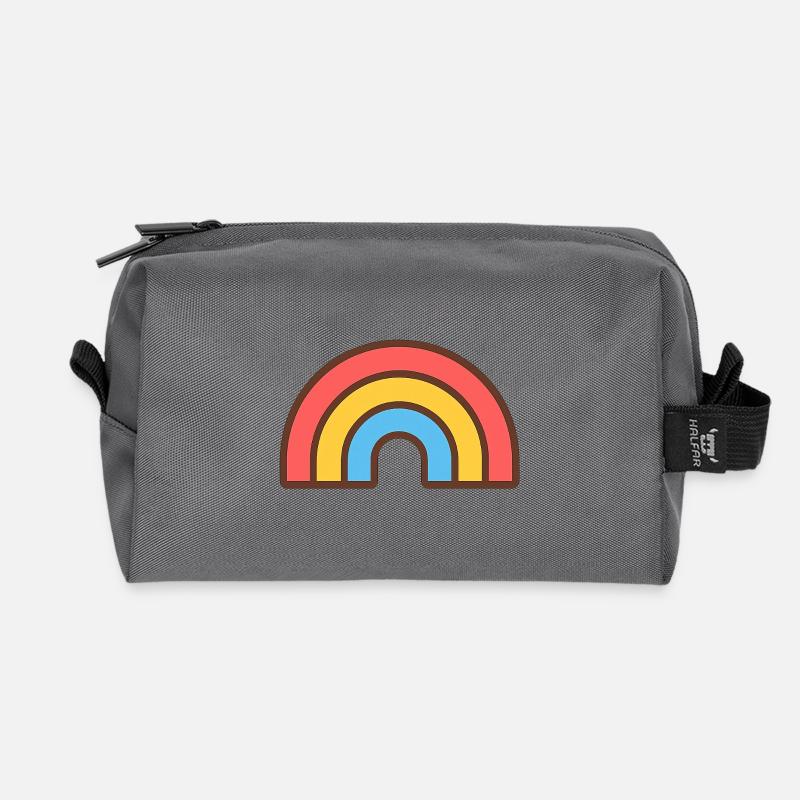 Bright retro rainbow - Recycled Toiletry Zip Bag - anthracite
