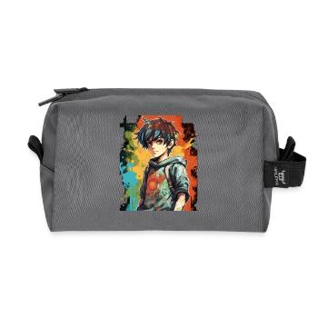 Anime Boy - Recycelte Kulturtasche - Anthrazit - Vorne