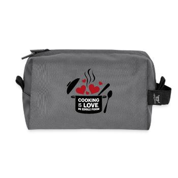 Kochen ist Liebe in essbarer Form. - Recycelte Kulturtasche - Anthrazit - Vorne