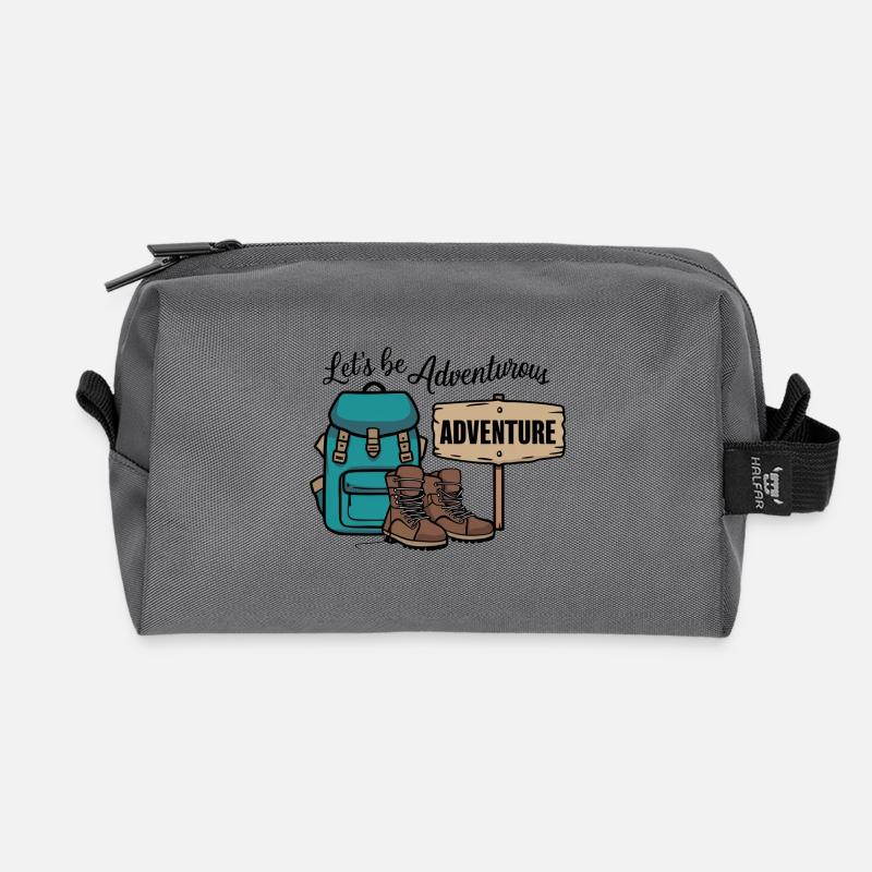 Lass uns abenteuerlich sein. - Recycelte Kulturtasche - Anthrazit
