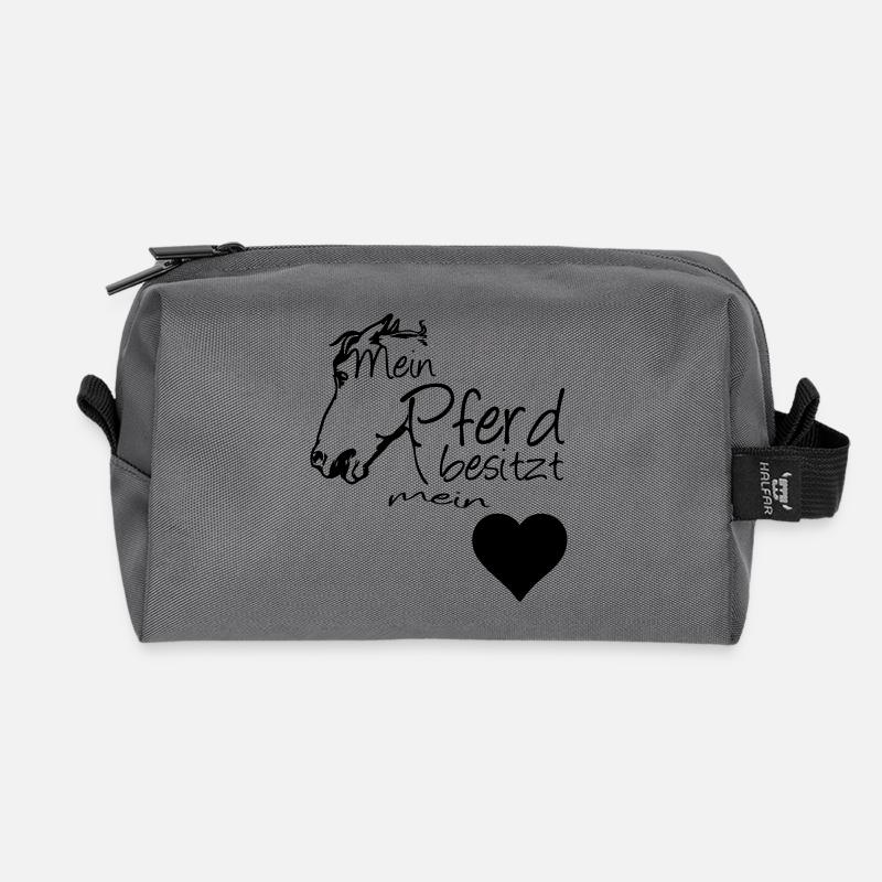 Mein Pferd - Mein Herz Geschenk - Recycelte Kulturtasche - Anthrazit
