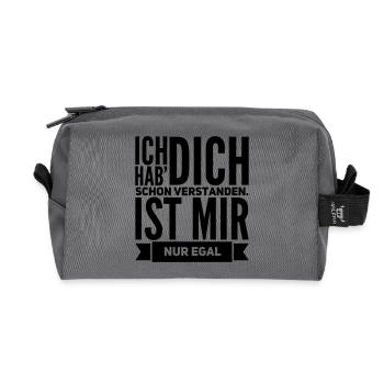 lustige Sprüche IST MIR EGAL Geschenk - Recycelte Kulturtasche - Anthrazit - Vorne