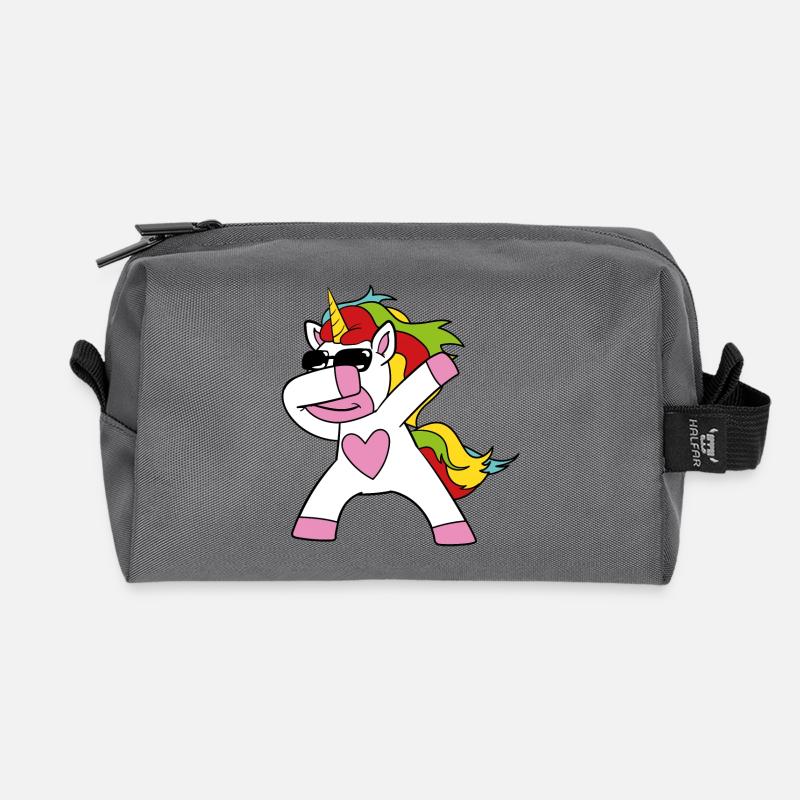 Dabbing Einhorn - Recycelte Kulturtasche - Anthrazit