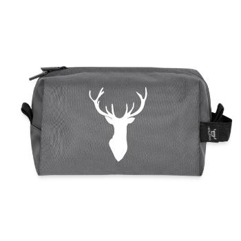 Hirschkopf Hirsch Geweih Silhouette weiß - Recycelte Kulturtasche - Anthrazit - Vorne