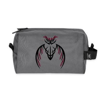Large Owl Tribal & Tattoo Style. - Recycled Toiletry Zip Bag - anthracite - Front