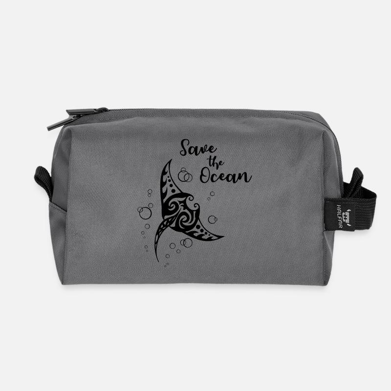 Save the Ocean - Manta - Recycelte Kulturtasche - Anthrazit