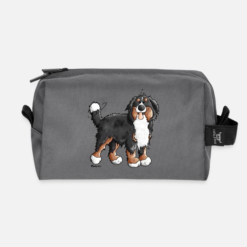Fröhlicher Berner Sennenhund - Hund - Recycelte Kulturtasche - Anthrazit