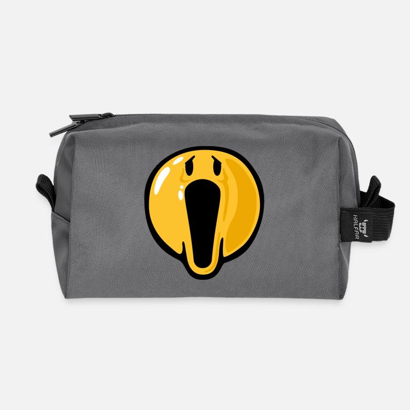 Smiley scream - Recycled Toiletry Zip Bag - anthracite