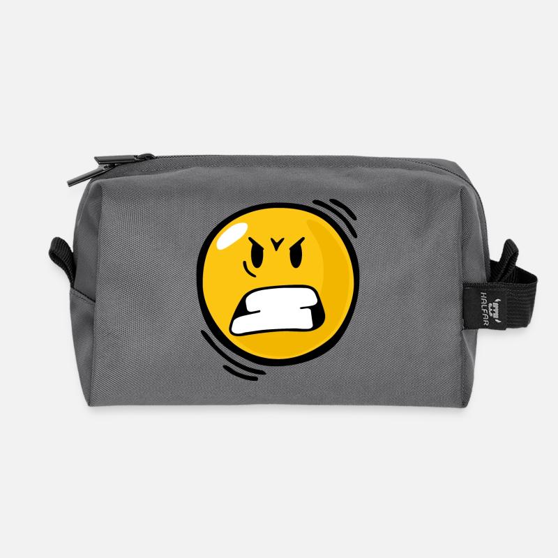 Smiley Anger - Recycelte Kulturtasche - Anthrazit