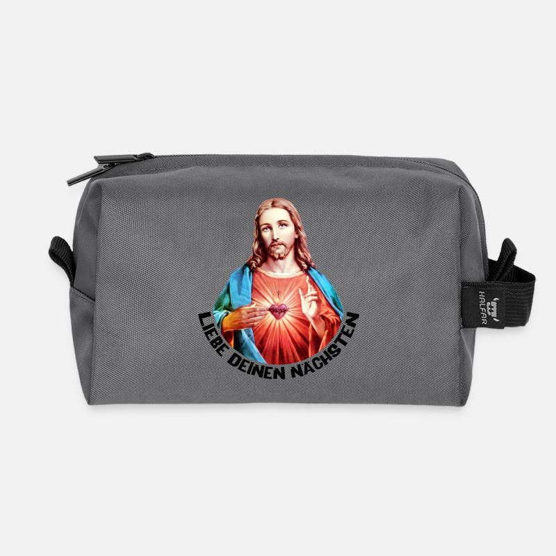 Liebe Deinen Nächsten Jesus Linker Handsegen - Recycelte Kulturtasche - Anthrazit