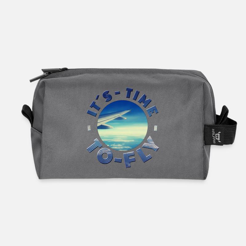 ITS TIME TO FLY  Urlaubsreif Urlaub Sonne fun - Recycelte Kulturtasche - Anthrazit