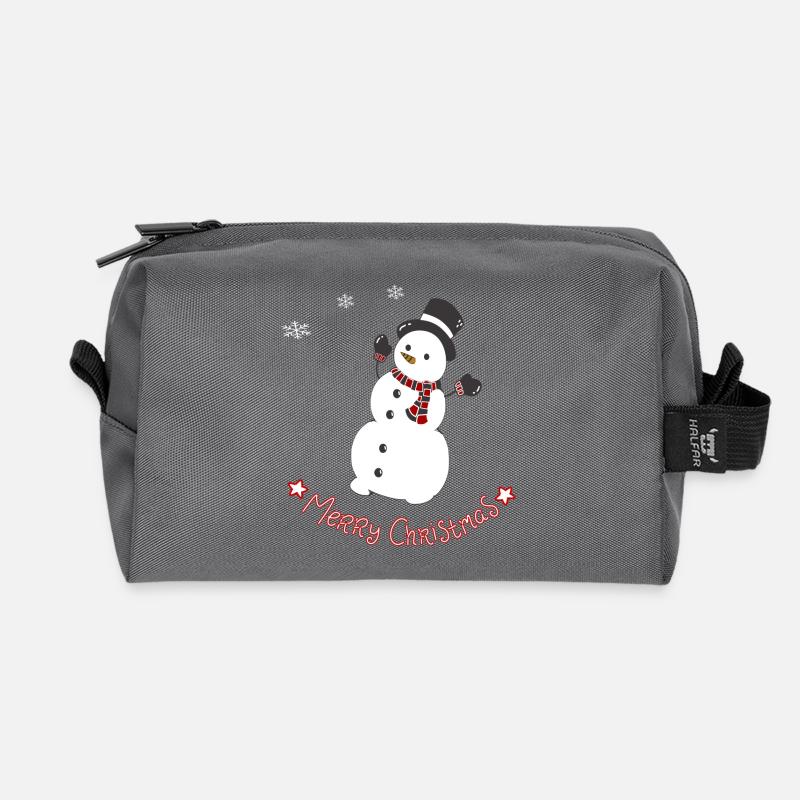 Fröhlicher Schneemann mit Schal - Recycelte Kulturtasche - Anthrazit