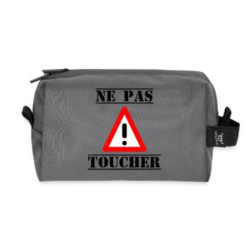 PANNEAU. NE PAS TOUCHER. DANGER. HUMOUR. DRÔLE - Trousse de toilette en tissu recyclé - anthracite - Devant
