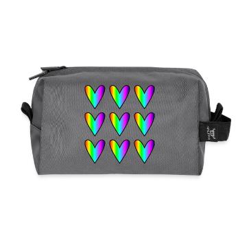 HERZ. HERZ. HEILIGER VALENTINSTAG. LIEBE. LIEBE. WEIHNACHTEN - Recycelte Kulturtasche - Anthrazit - Vorne